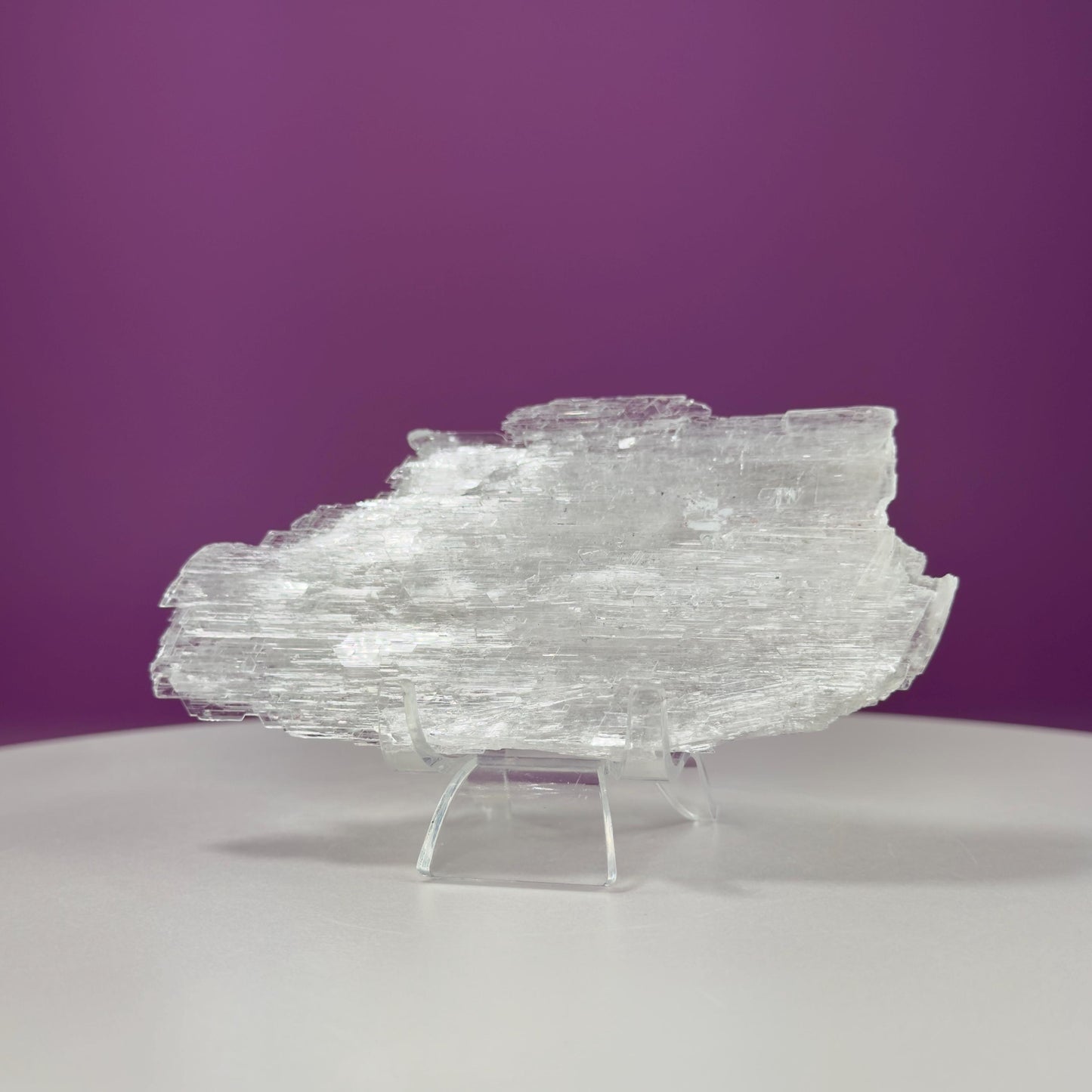 Selenite Slice Specimen (Qinglong Mine, Guizhou, China) (Includes Acrylic Stand)