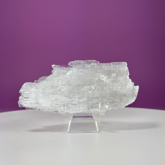 Selenite Slice Specimen (Qinglong Mine, Guizhou, China) (Includes Acrylic Stand)