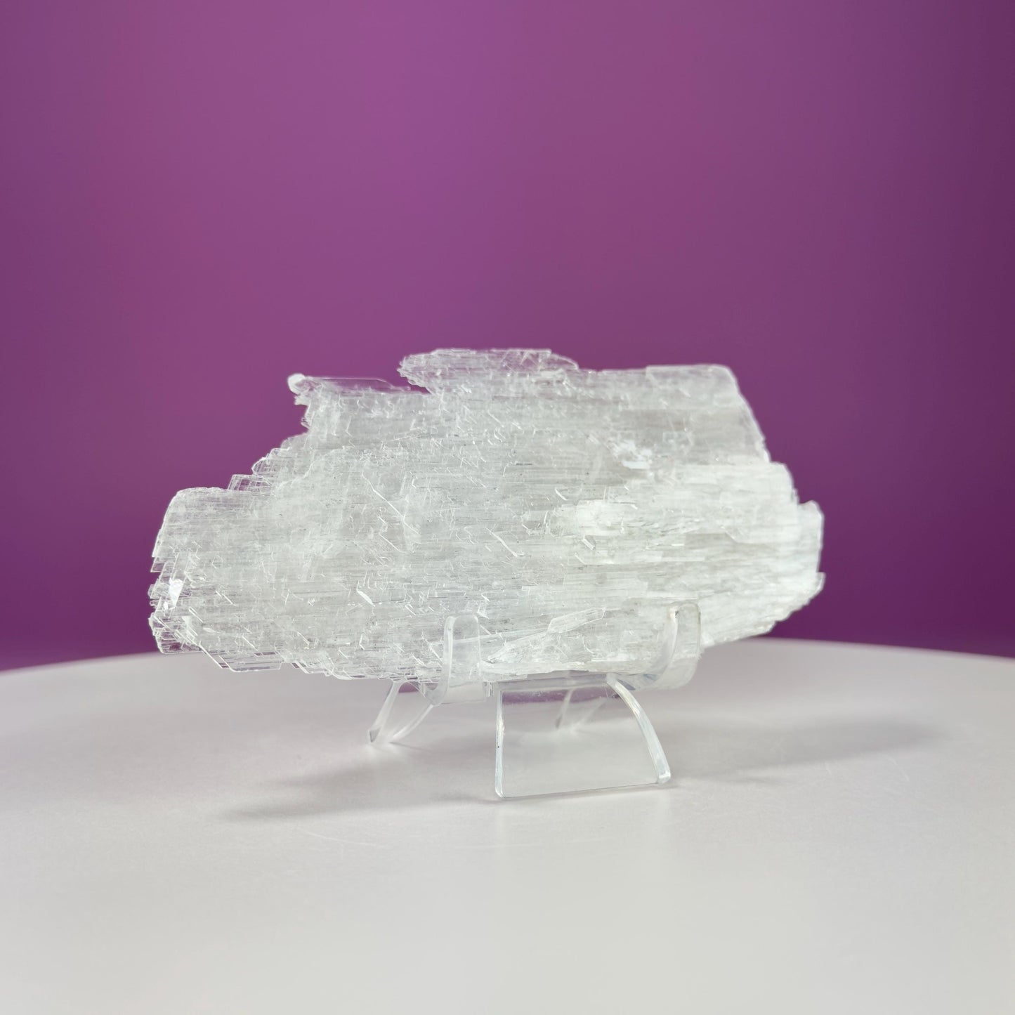 Selenite Slice Specimen (Qinglong Mine, Guizhou, China) (Includes Acrylic Stand)