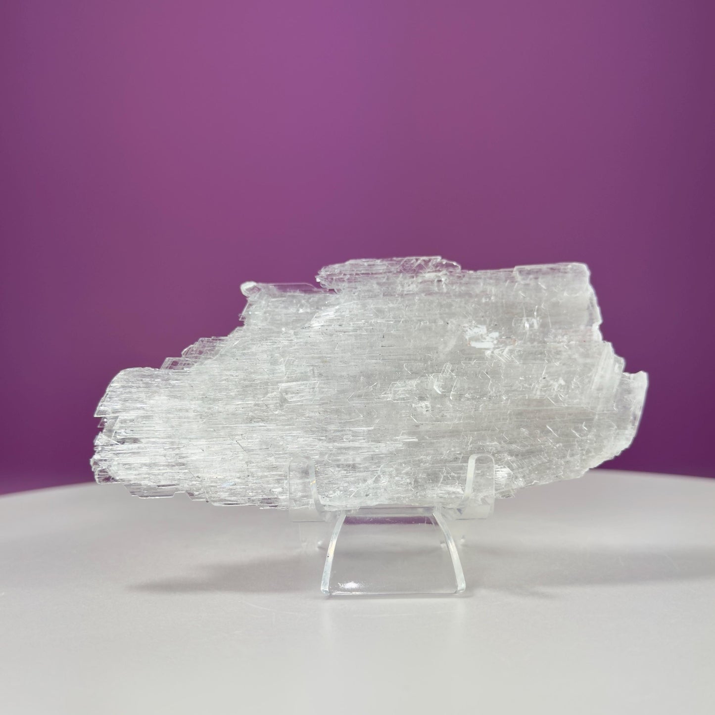 Selenite Slice Specimen (Qinglong Mine, Guizhou, China) (Includes Acrylic Stand)