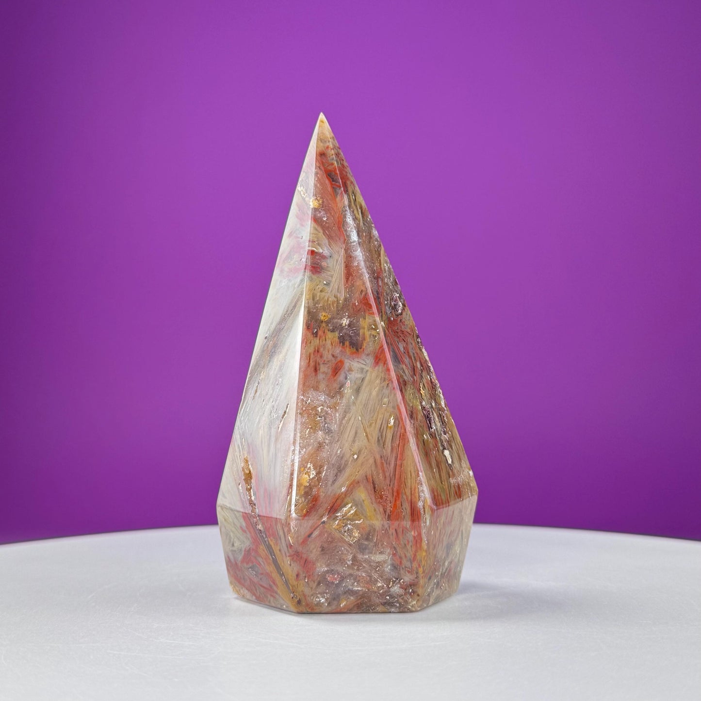 Sagenite Agate Diamond Carving (Brazil)