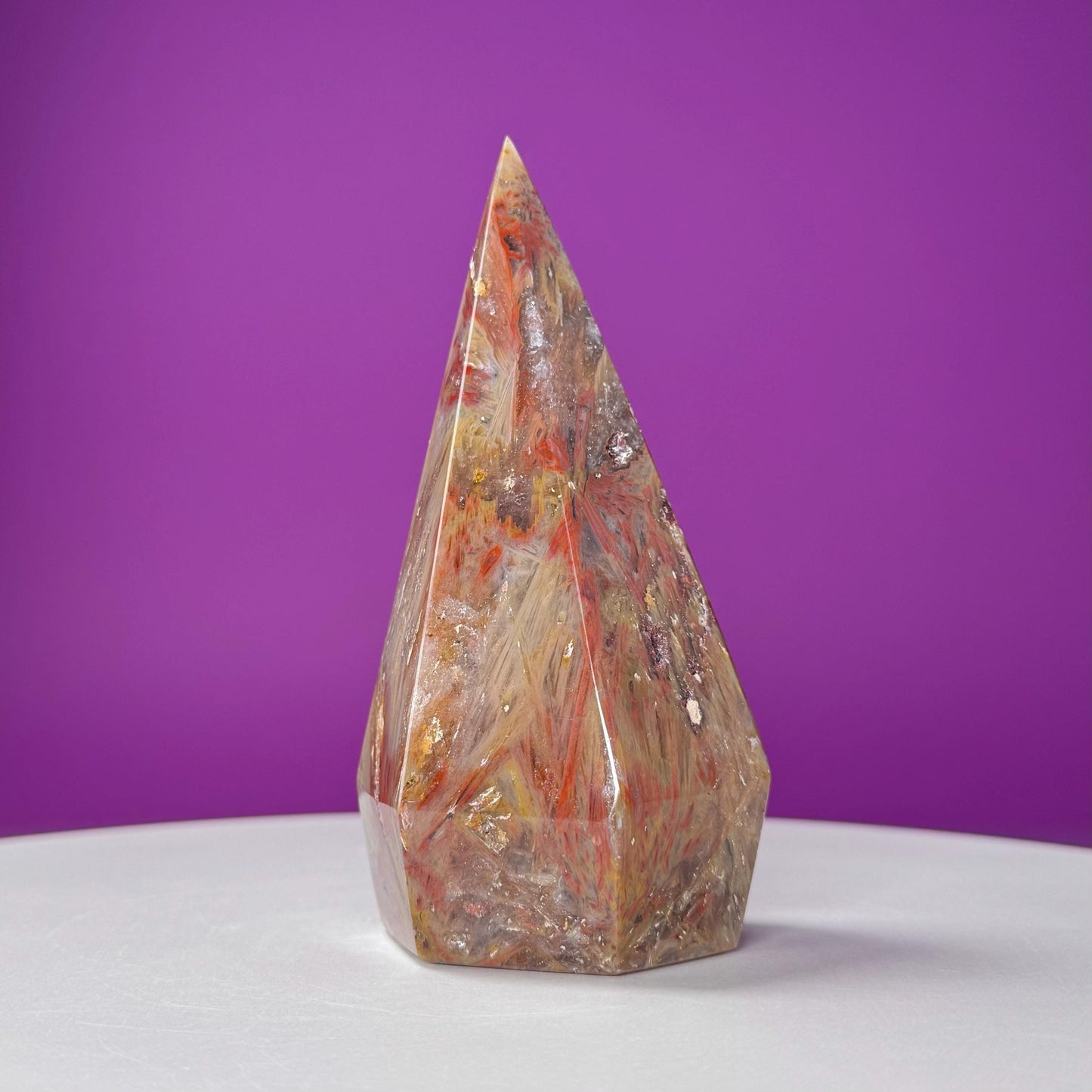 Sagenite Agate Diamond Carving (Brazil)