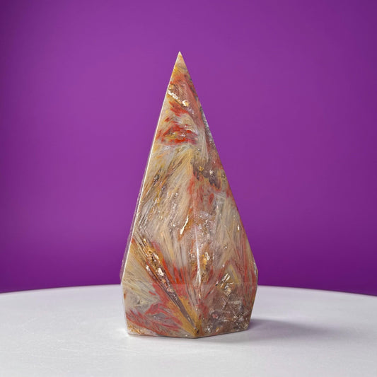 Sagenite Agate Diamond Carving (Brazil)