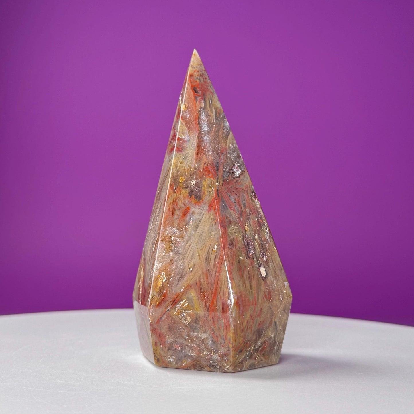 Sagenite Agate Diamond Carving (Brazil)