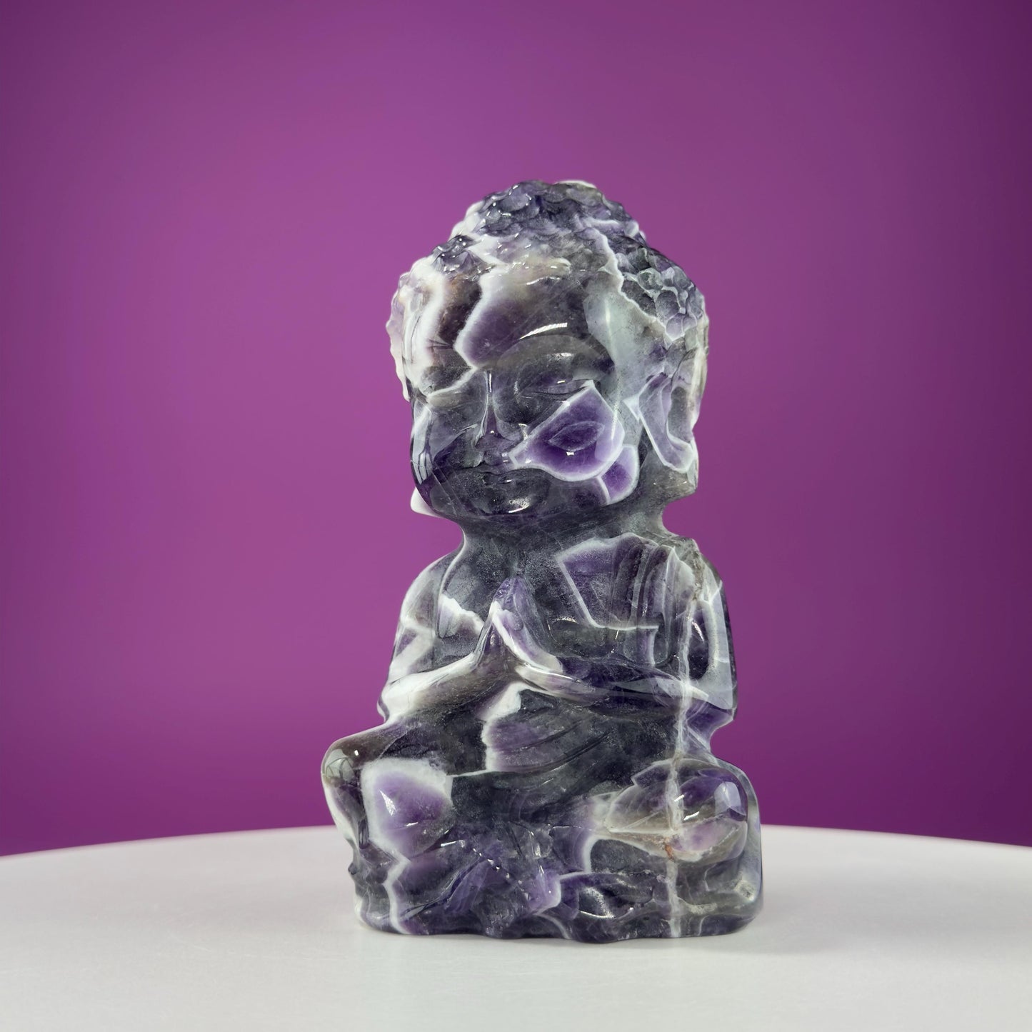Dream Amethyst Baby Buddha Carving, 2+Pounds