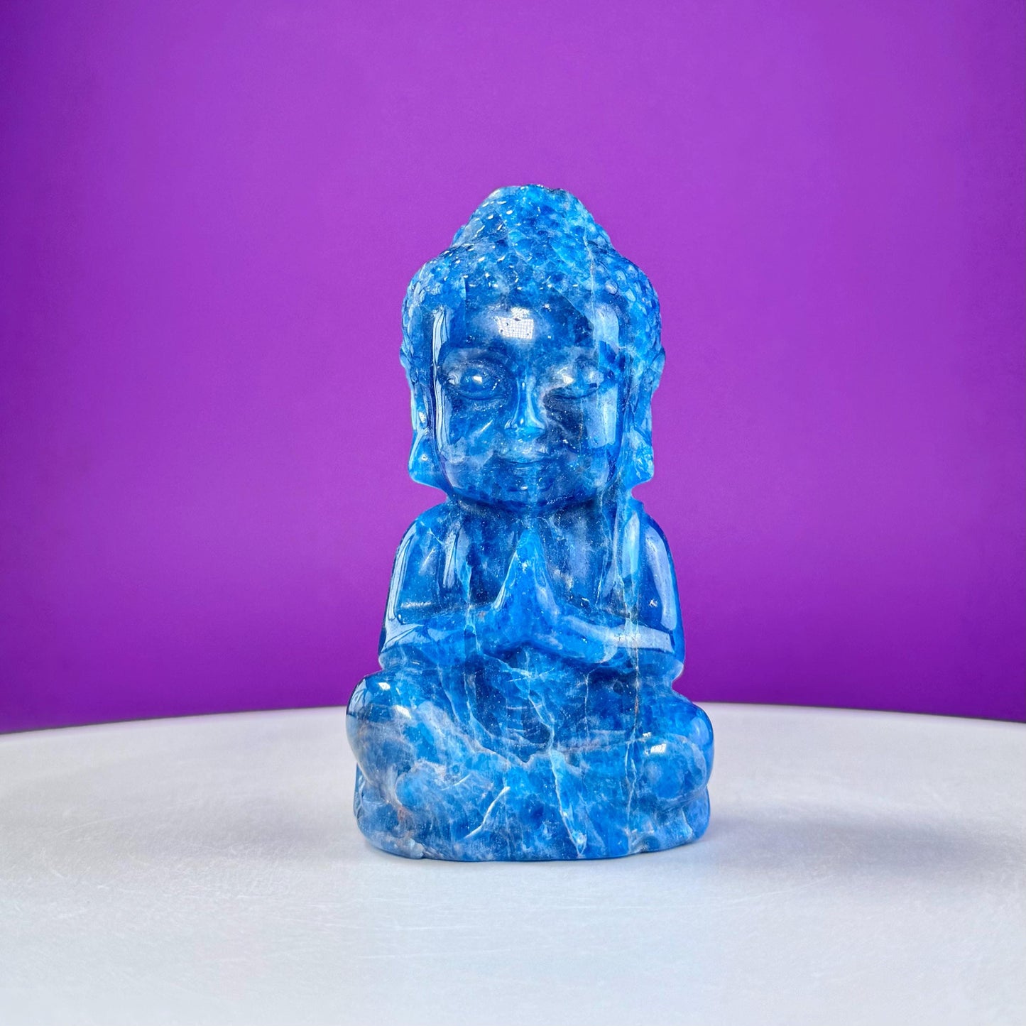 Blue Apatite Baby Buddha Carving
