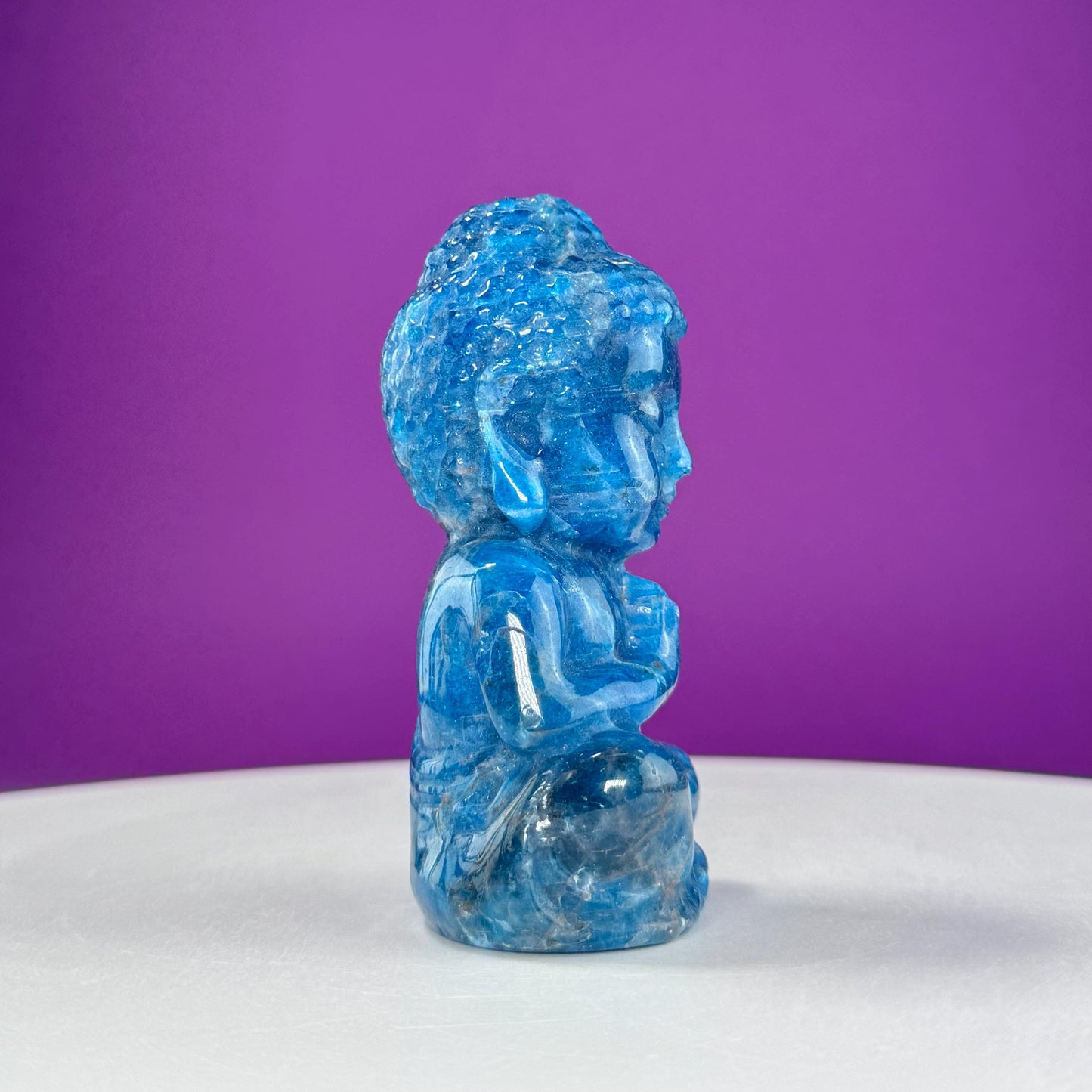 Blue Apatite Baby Buddha Carving