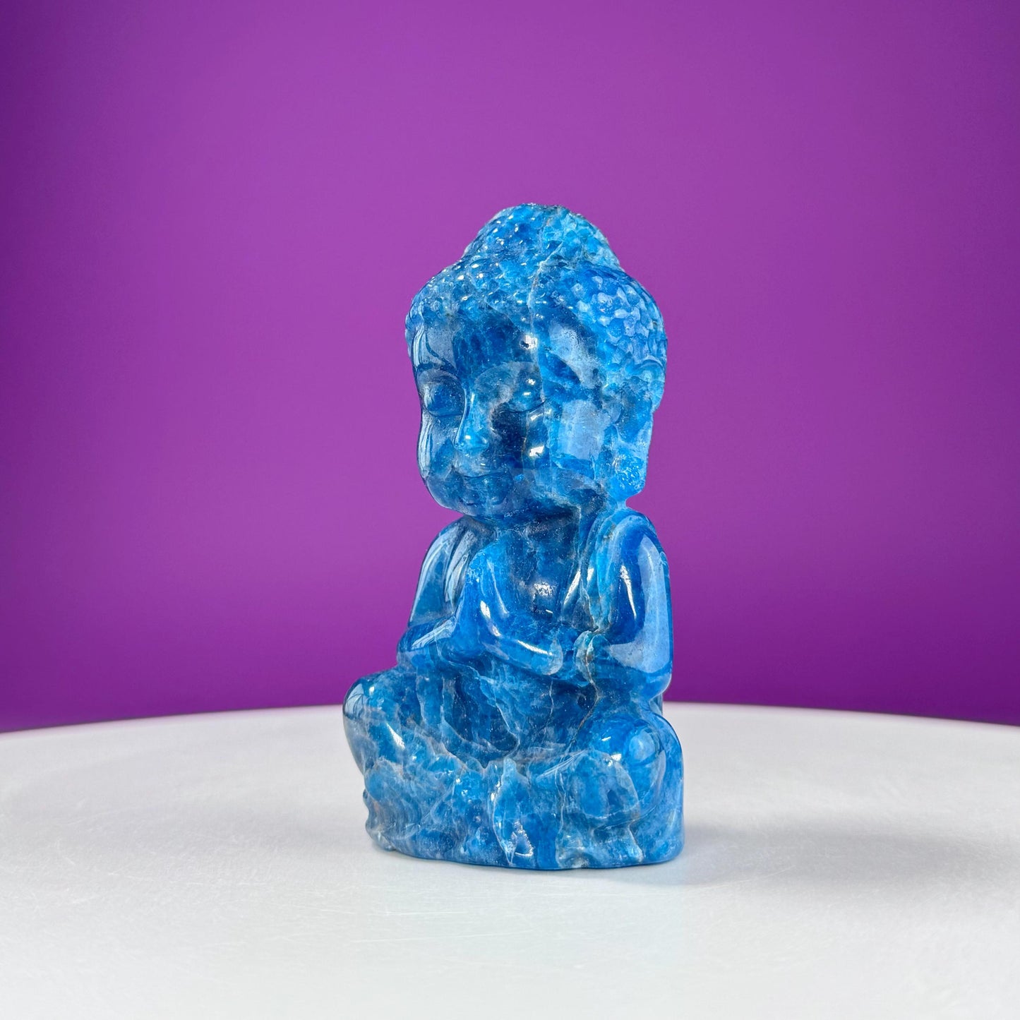 Blue Apatite Baby Buddha Carving