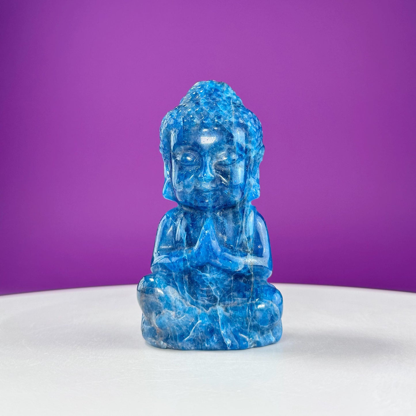 Blue Apatite Baby Buddha Carving