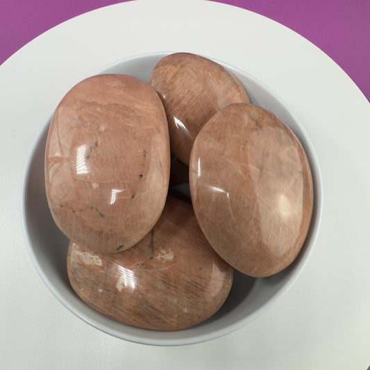 Peach Moonstone Palm Stone, Large Palm Stone