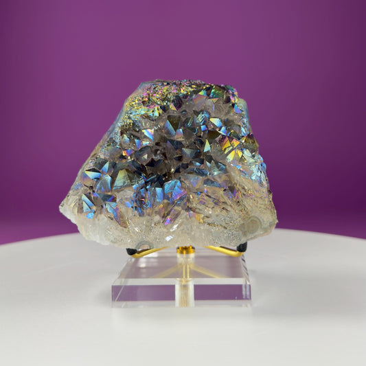 Titanium Aura Quartz (Includes Gold Metal/Acrylic Display Stand)