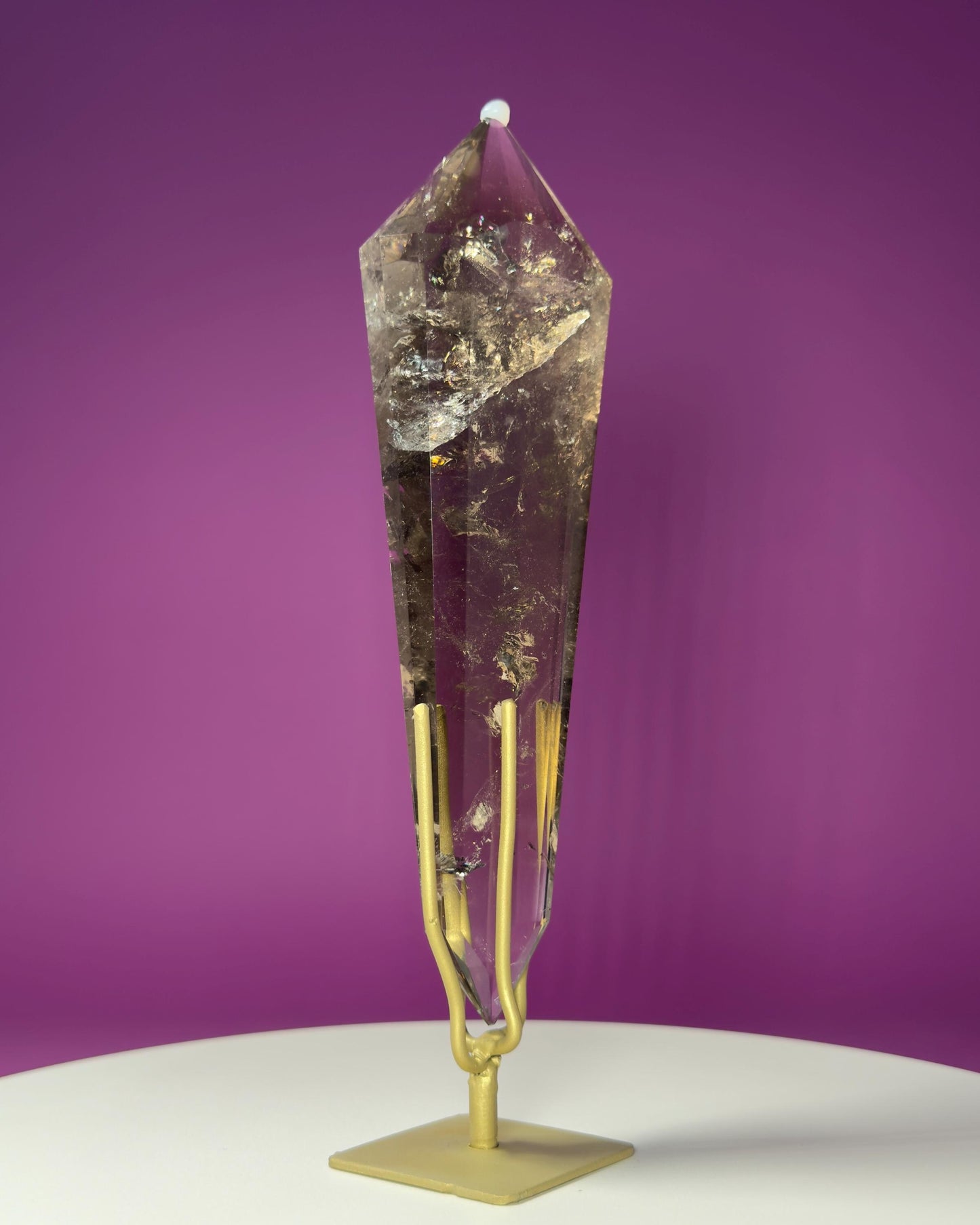 Smoky Quartz Vogel (Includes Gold Stand), (Brazil)