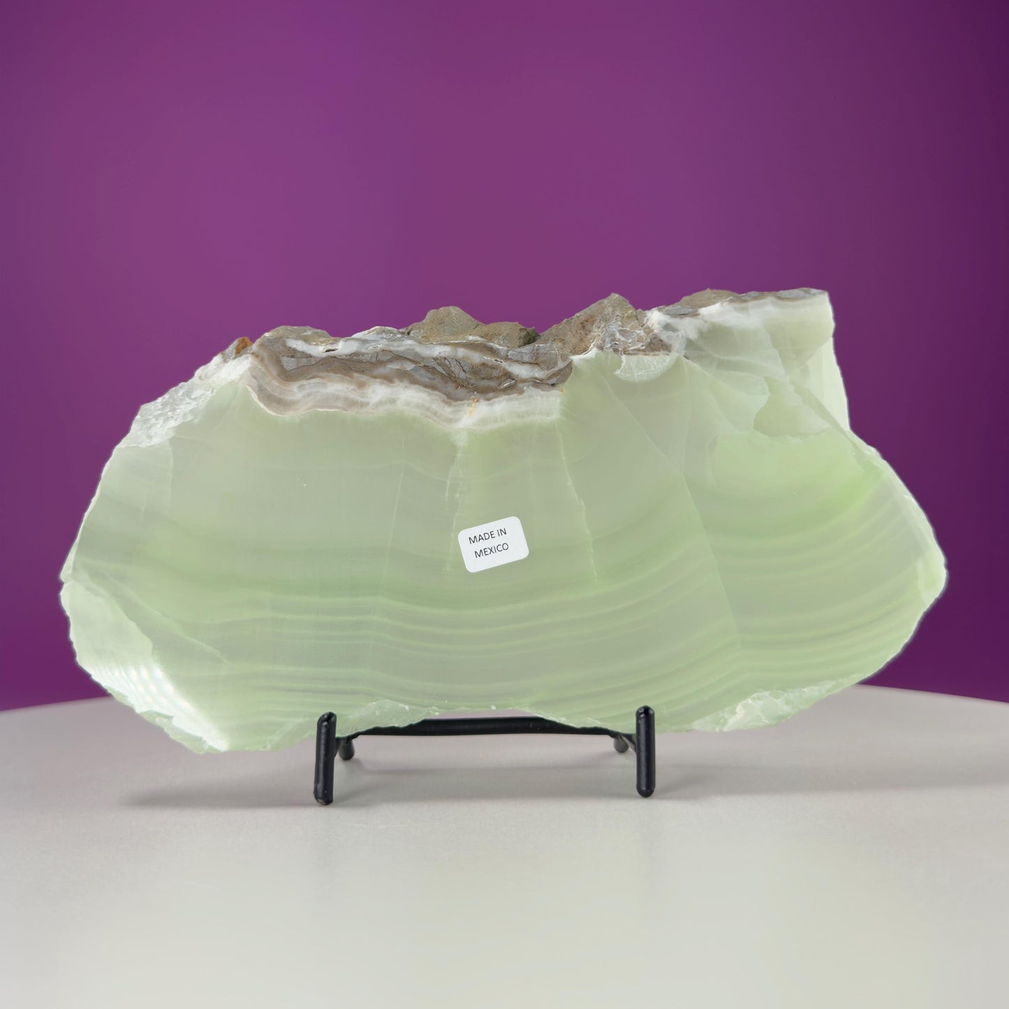 Green Calcite Slab (Mexico) (Includes Black Metal Stand)