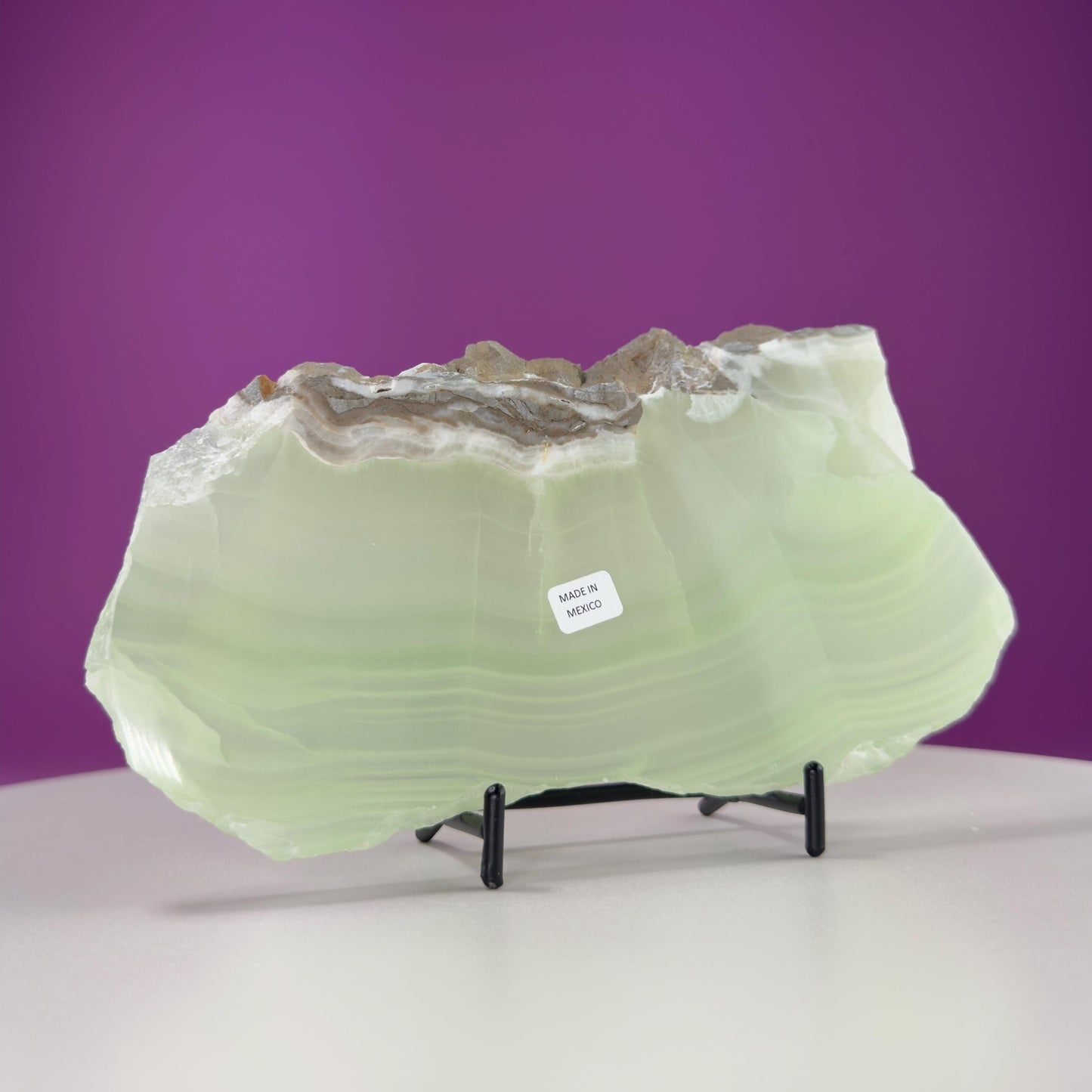 Green Calcite Slab (Mexico) (Includes Black Metal Stand)