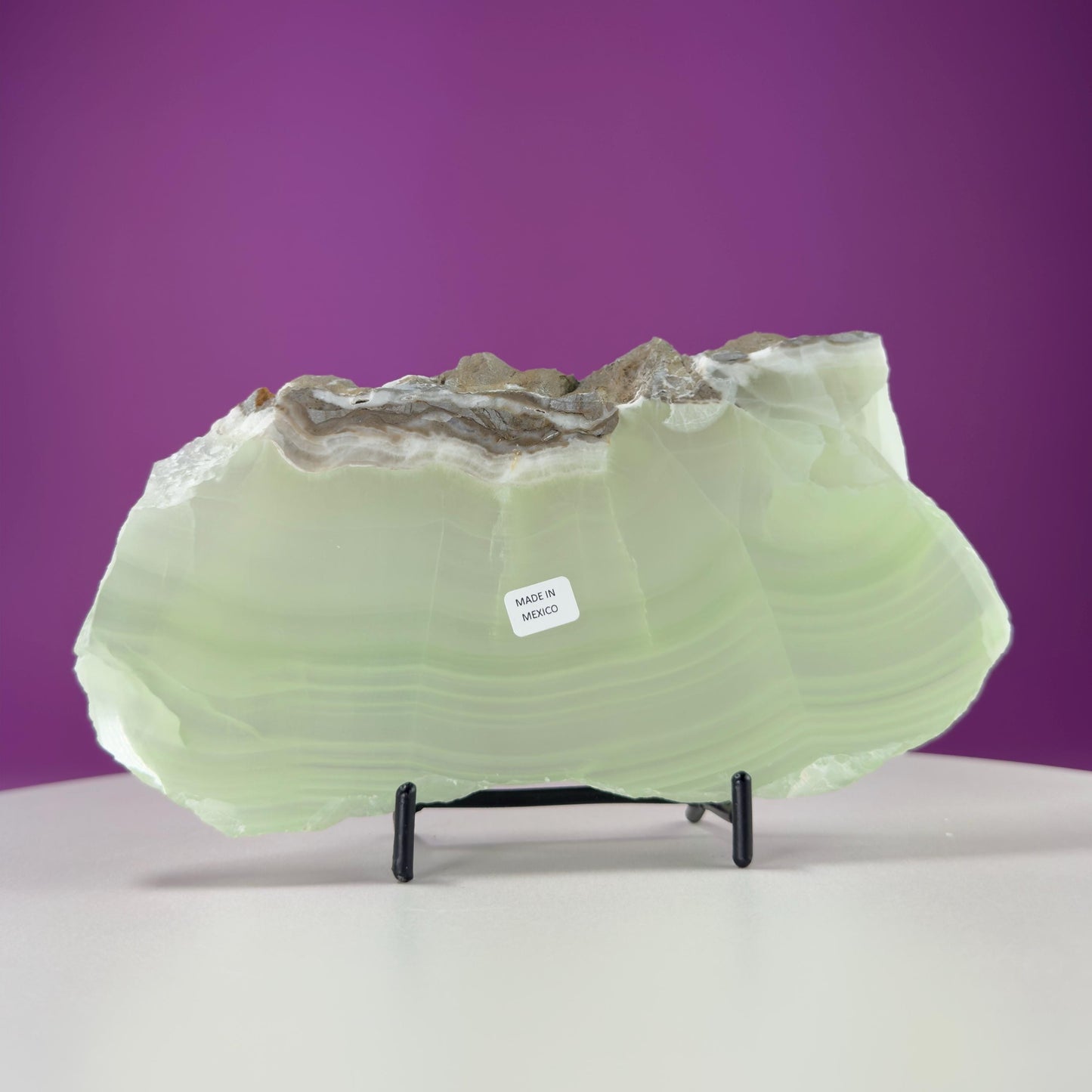 Green Calcite Slab (Mexico) (Includes Black Metal Stand)