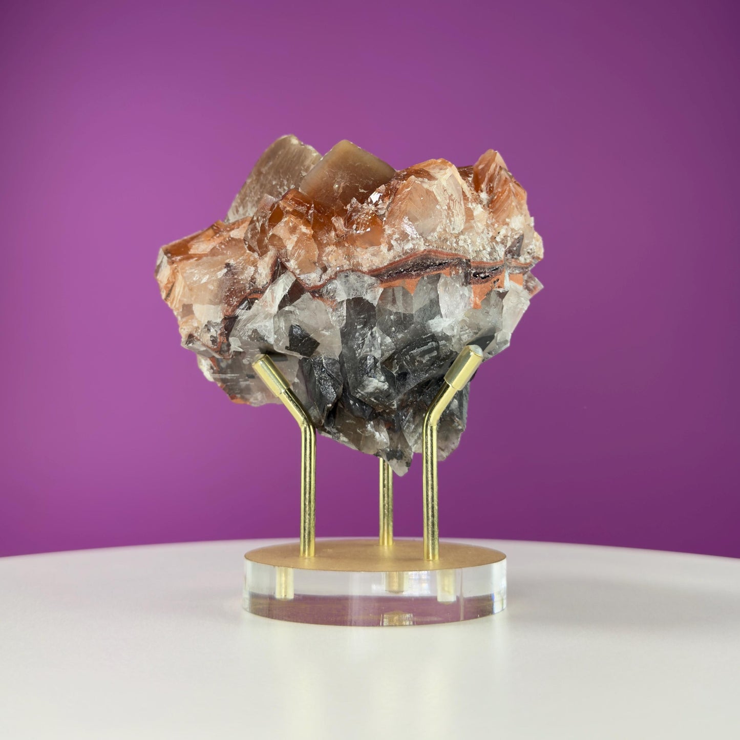 Mariposa Calcite (Mexico) (Includes Gold Metal/Acrylic Stand), UV Reactive
