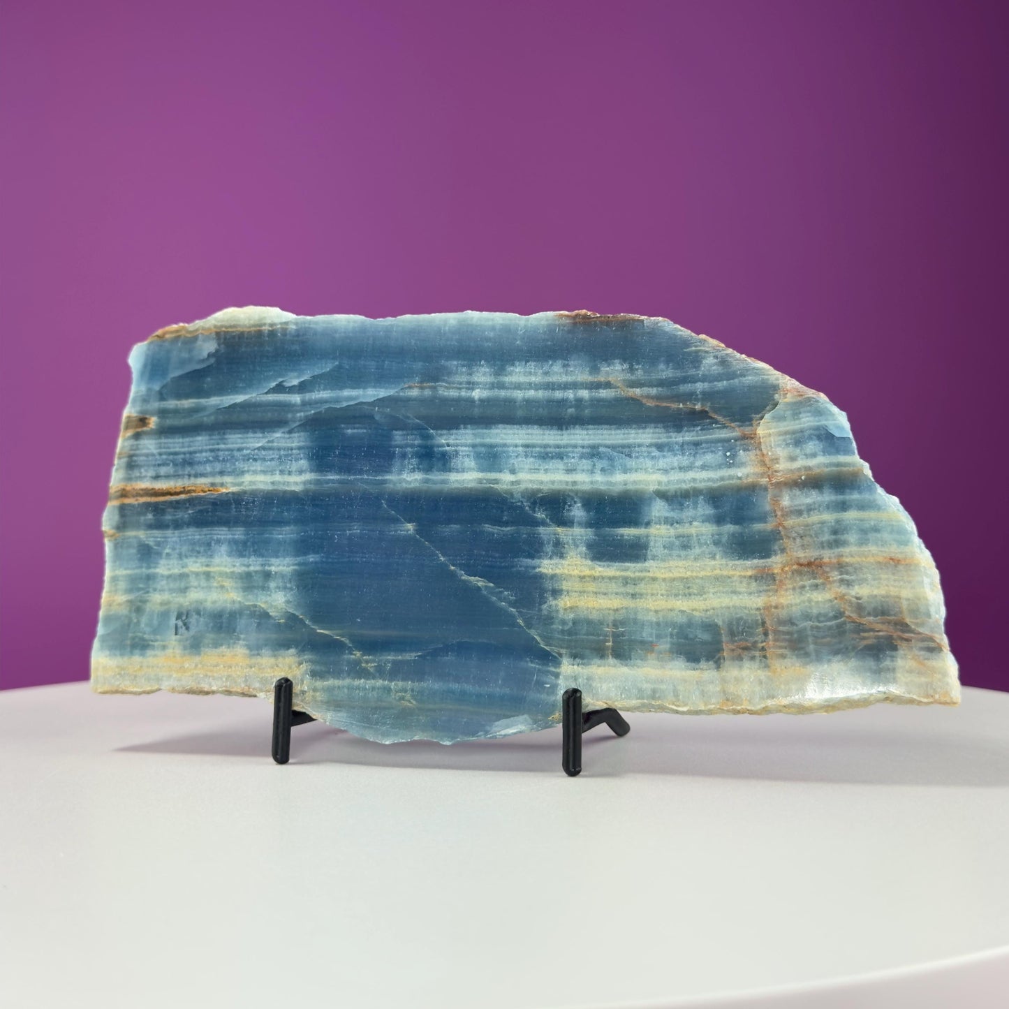 Blue Onyx Slab (Mexico) (Includes Black Metal Stand)
