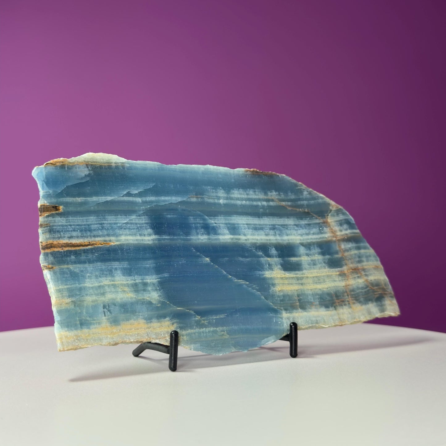 Blue Onyx Slab (Mexico) (Includes Black Metal Stand)