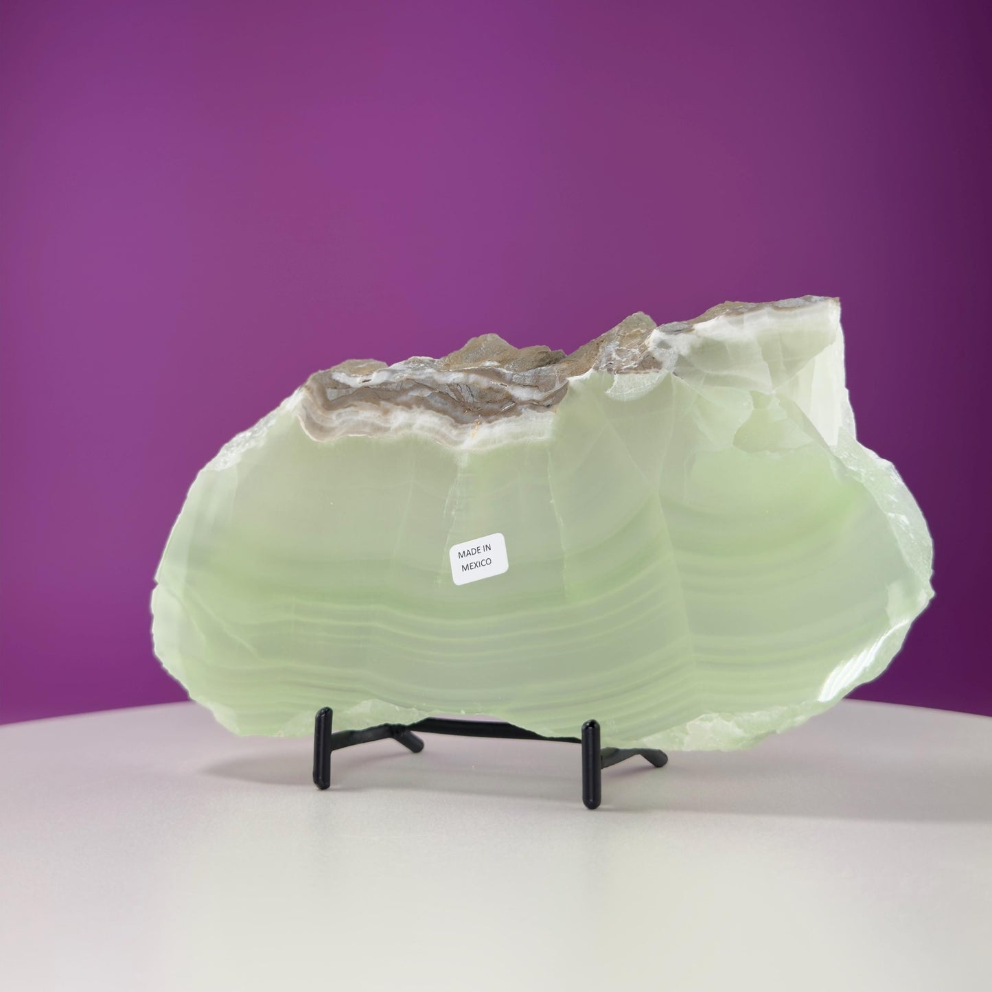 Green Calcite Slab (Mexico) (Includes Black Metal Stand)
