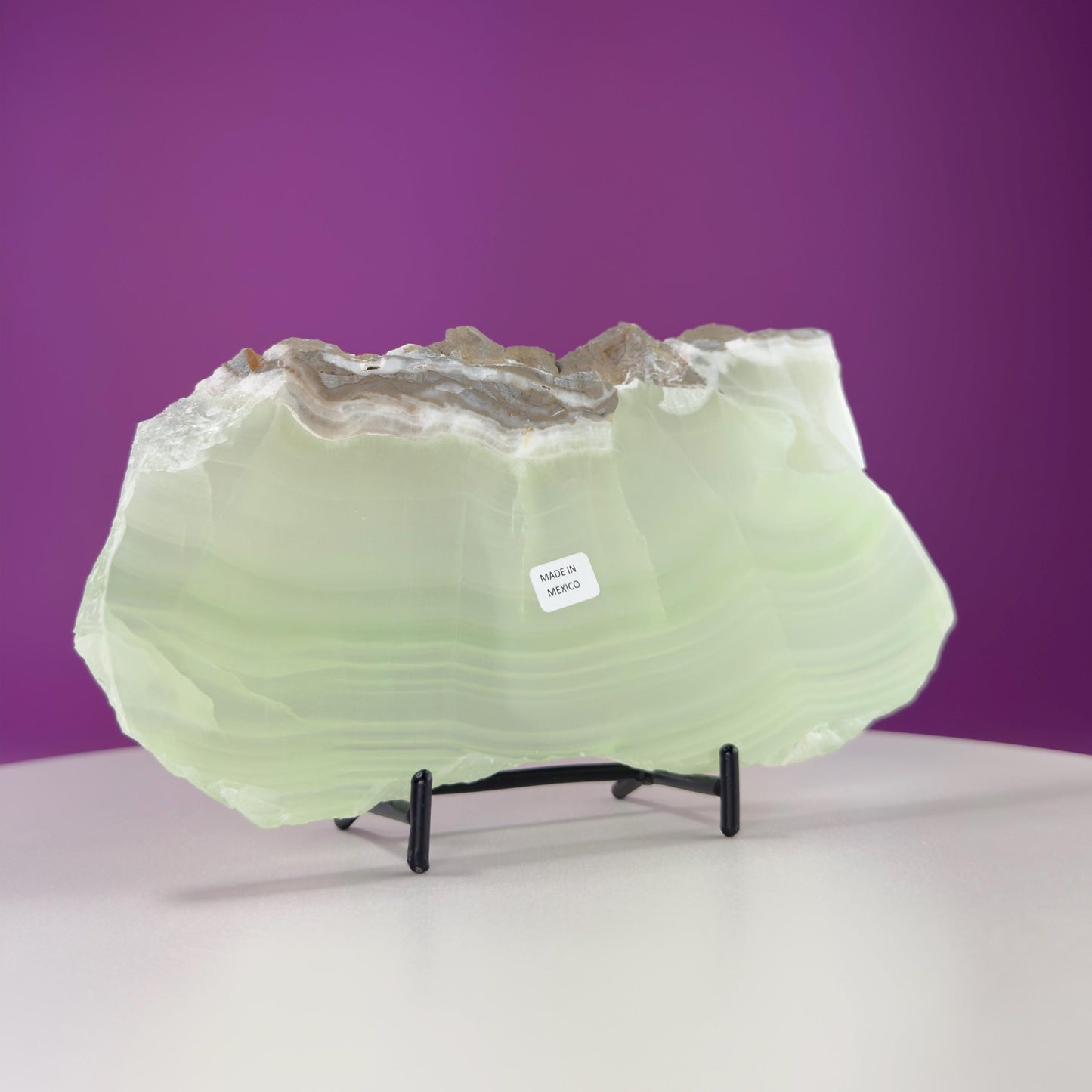 Green Calcite Slab (Mexico) (Includes Black Metal Stand)