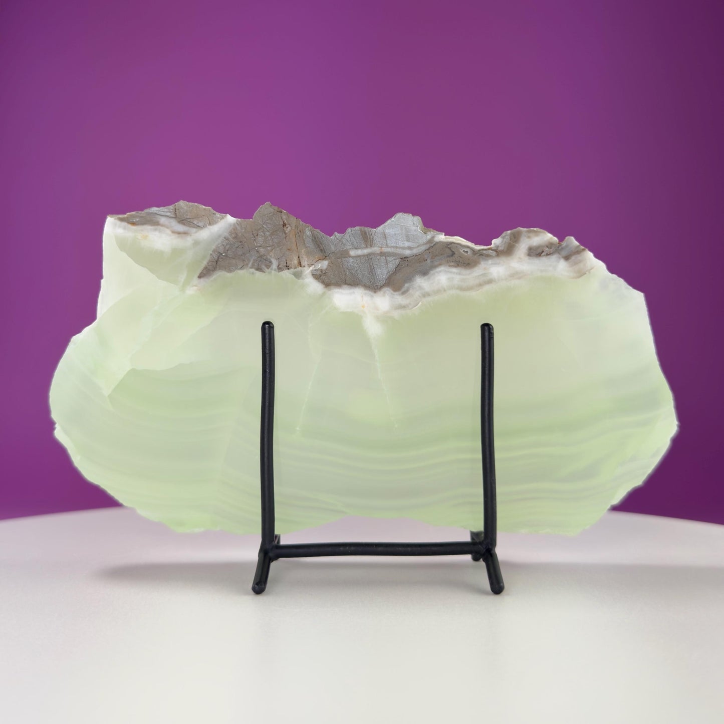 Green Calcite Slab (Mexico) (Includes Black Metal Stand)