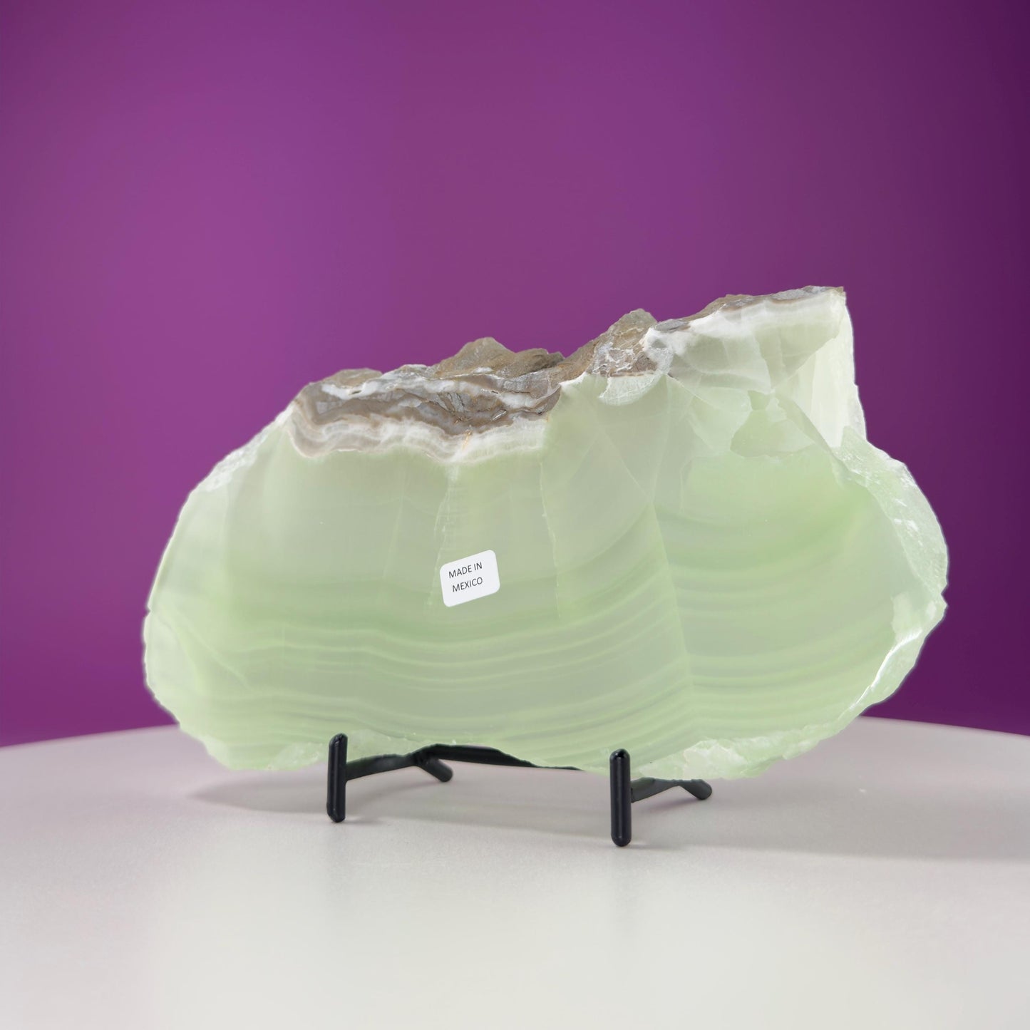 Green Calcite Slab (Mexico) (Includes Black Metal Stand)