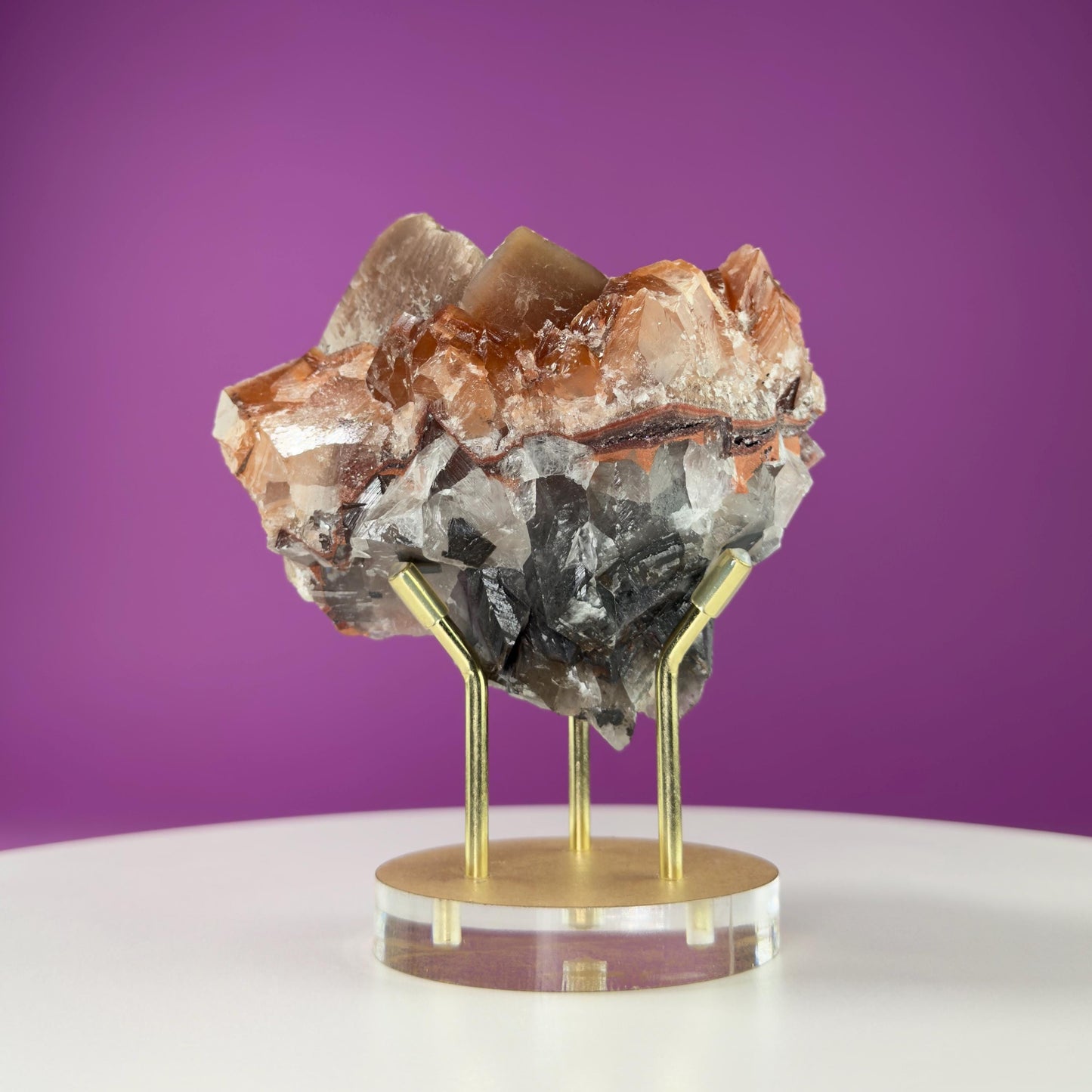 Mariposa Calcite (Mexico) (Includes Gold Metal/Acrylic Stand), UV Reactive