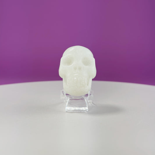 White Jade Mini Double Skull (Includes Acrylic Stand)