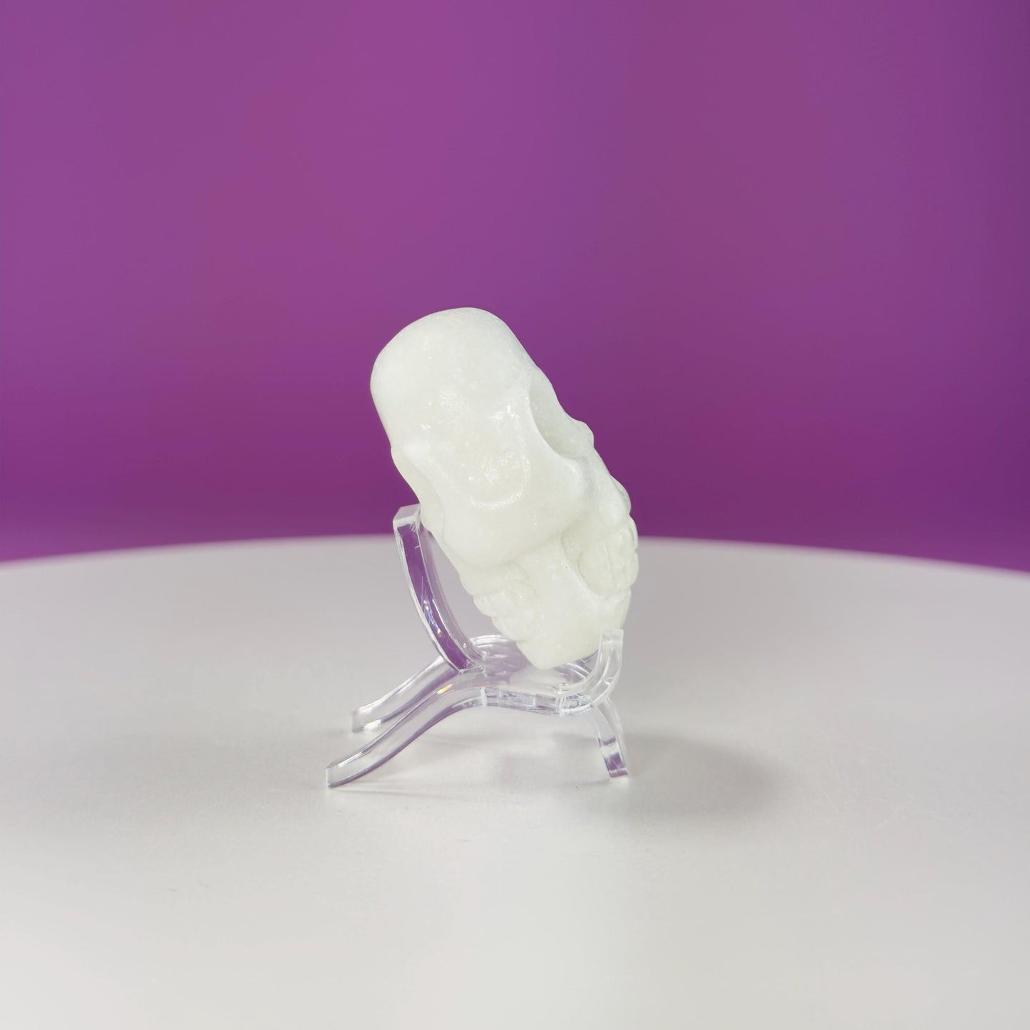 White Jade Mini Double Skull (Includes Acrylic Stand)