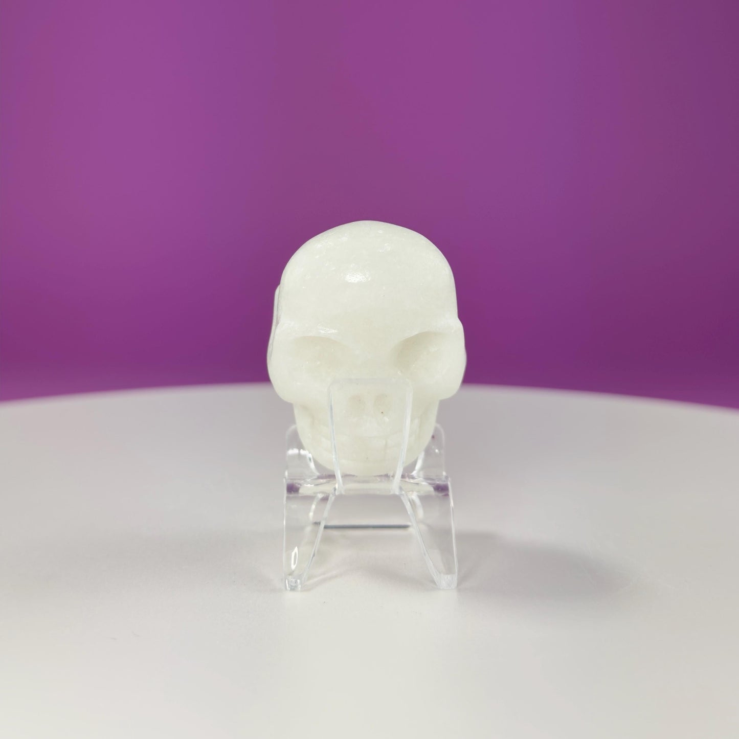 White Jade Mini Double Skull (Includes Acrylic Stand)