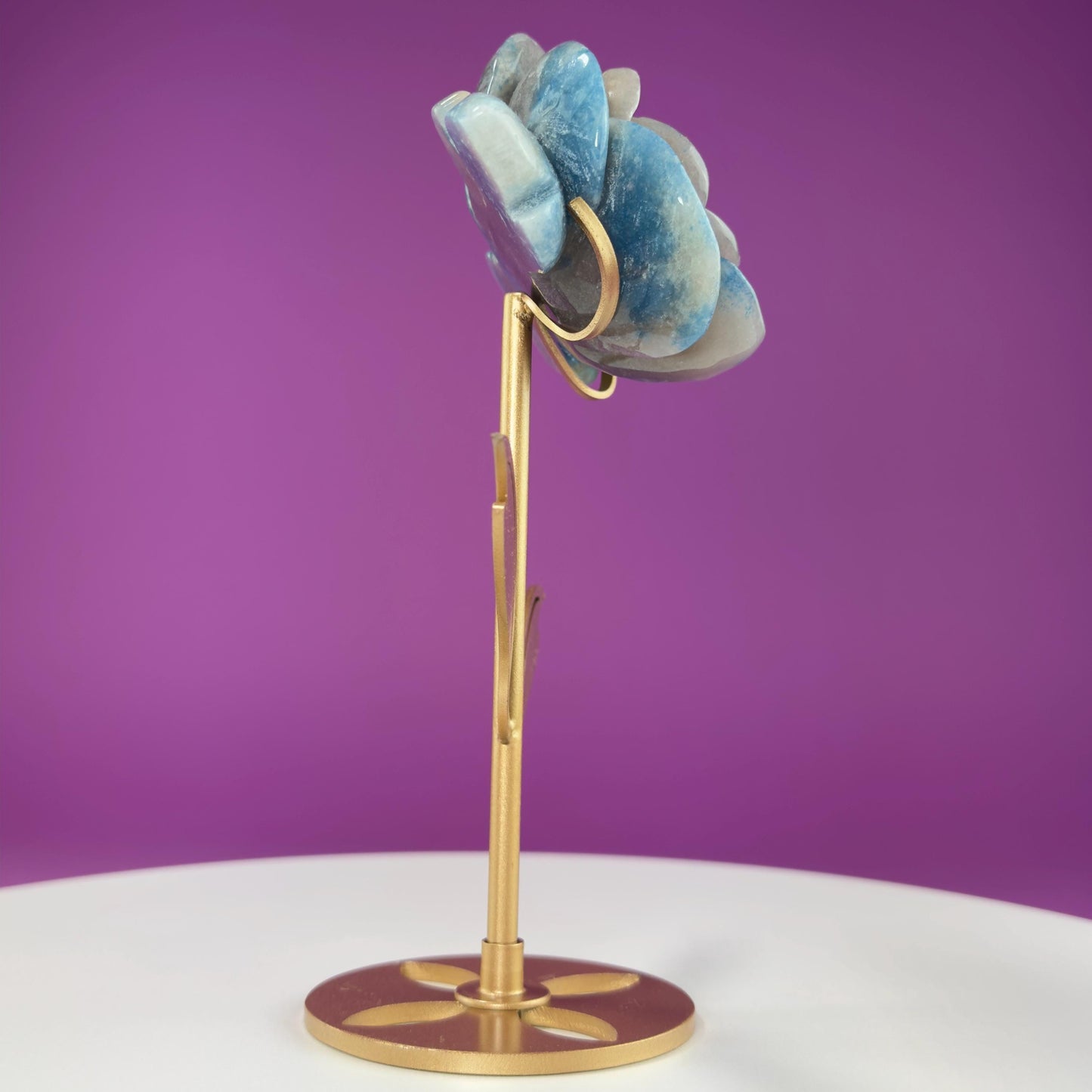 Troilite Flower Carving (Brazil) (Includes Gold Metal Stand)
