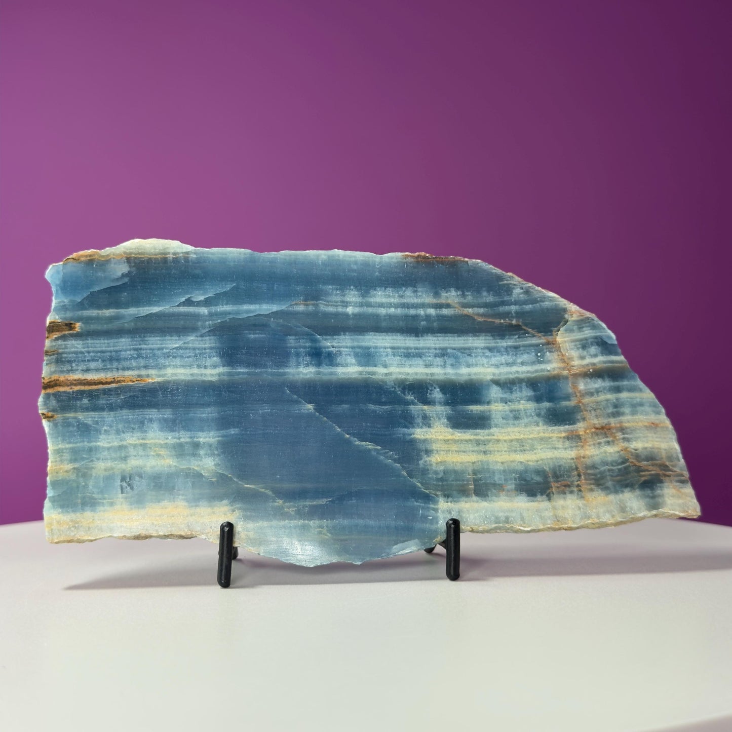 Blue Onyx Slab (Mexico) (Includes Black Metal Stand)