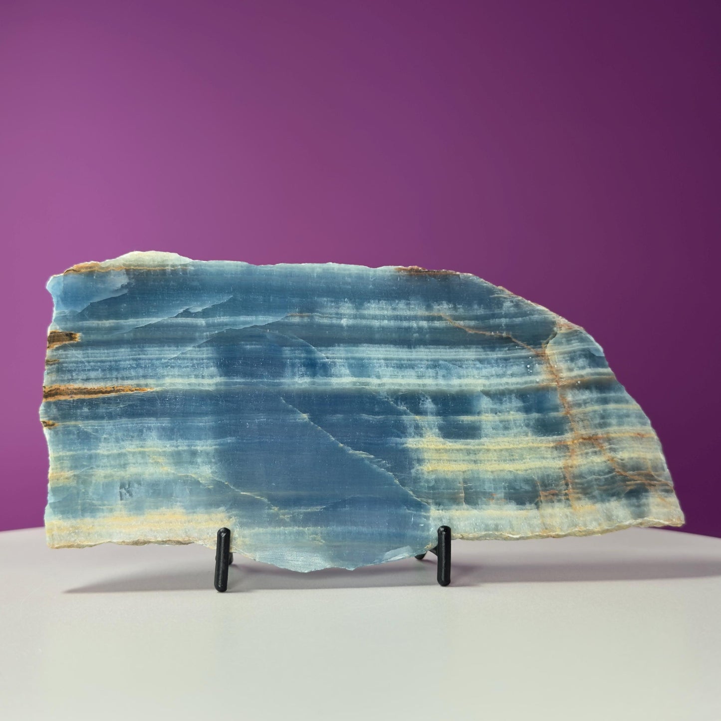 Blue Onyx Slab (Mexico) (Includes Black Metal Stand)