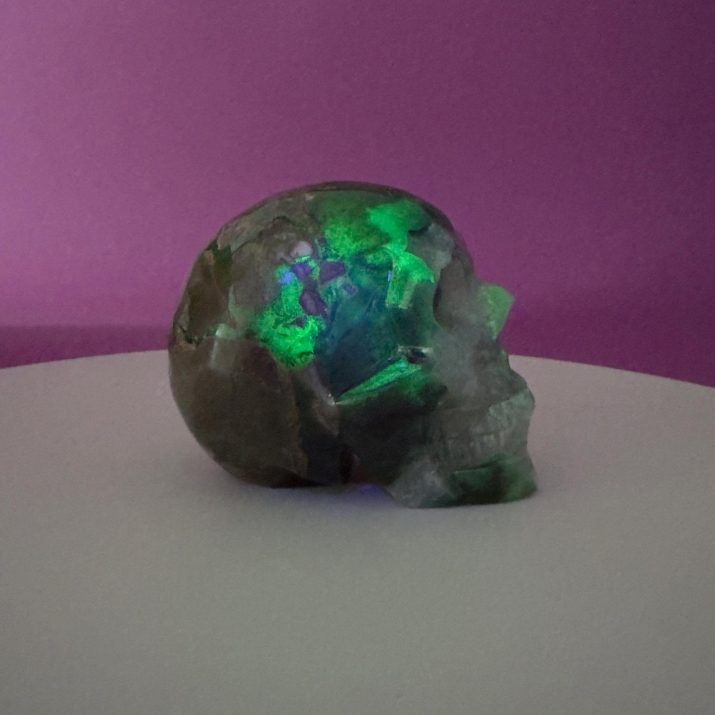 Volcanic Agate Skull, UV Reactive