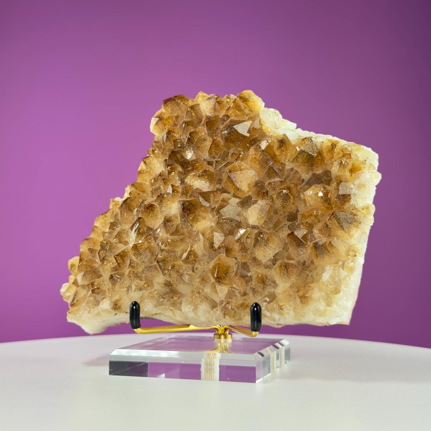 Citrine Cluster (Brazil) (Includes Gold Metal/Acrylic Stand), 2+ Pound Cluster