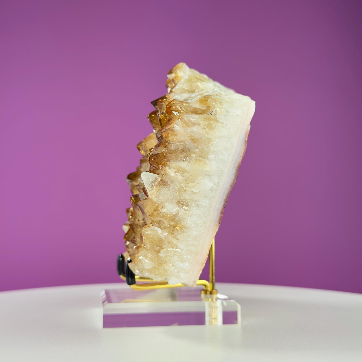 Citrine Cluster (Brazil) (Includes Gold Metal/Acrylic Stand), 2+ Pound Cluster