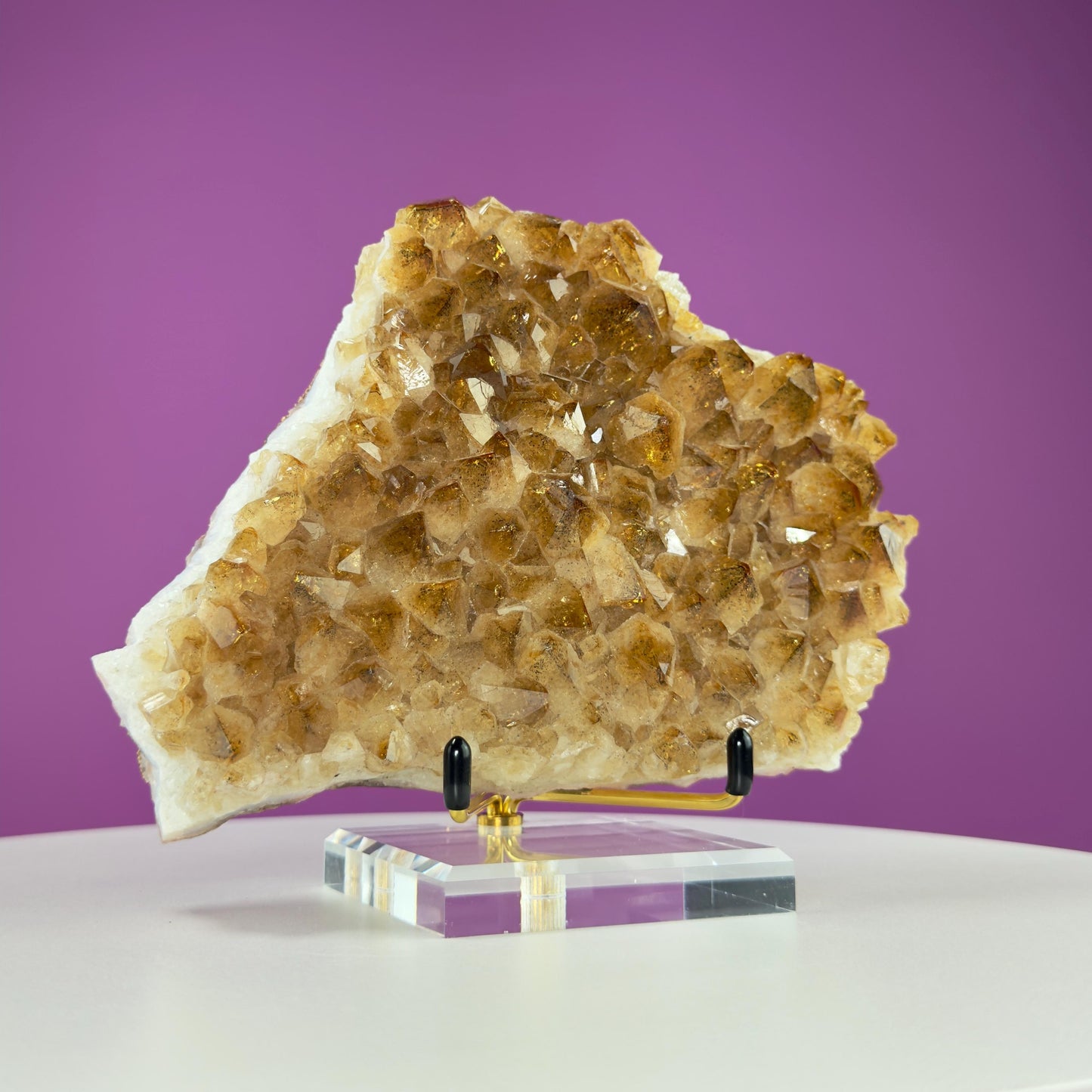 Citrine Cluster (Brazil) (Includes Gold Metal/Acrylic Stand), 2+ Pound Cluster