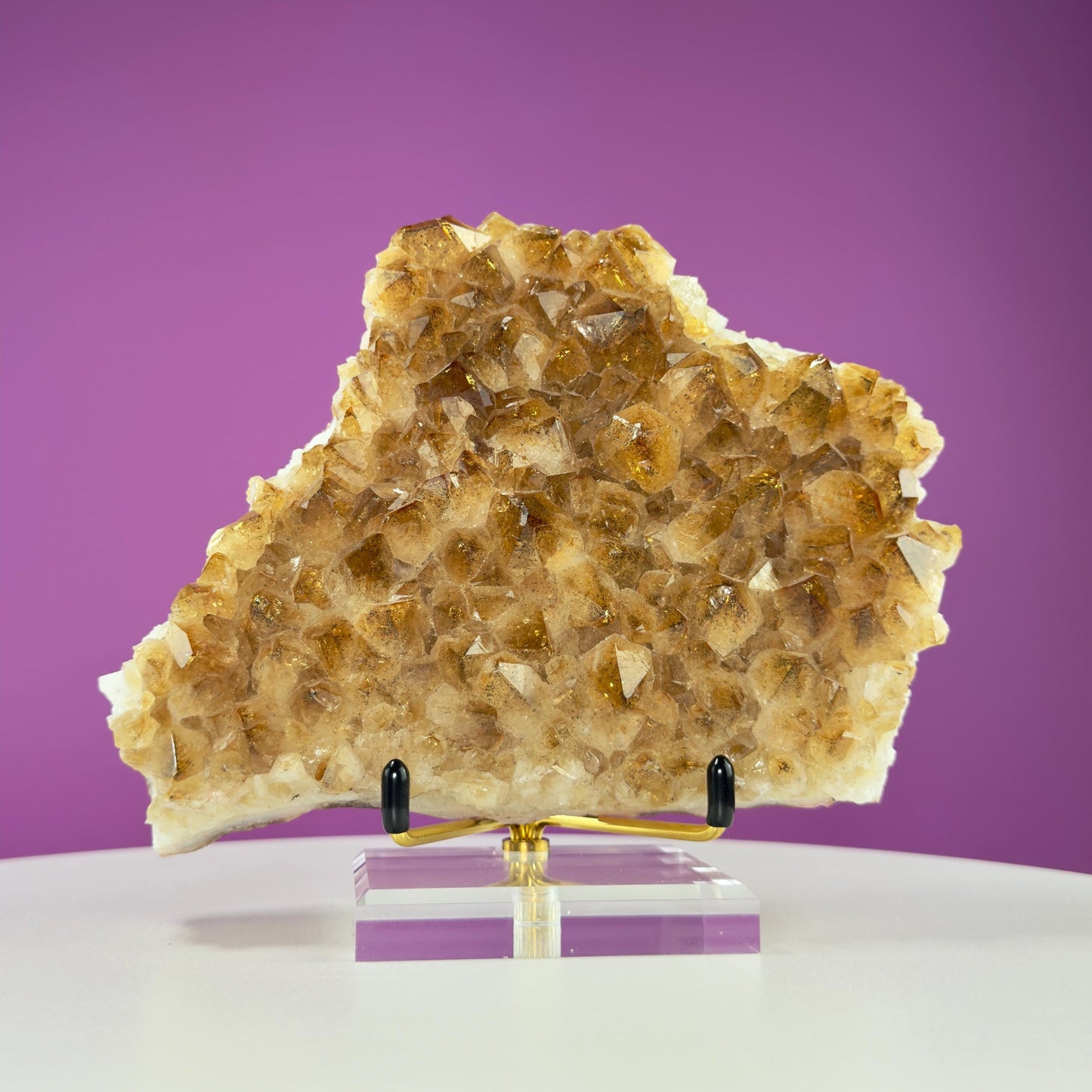 Citrine Cluster (Brazil) (Includes Gold Metal/Acrylic Stand), 2+ Pound Cluster