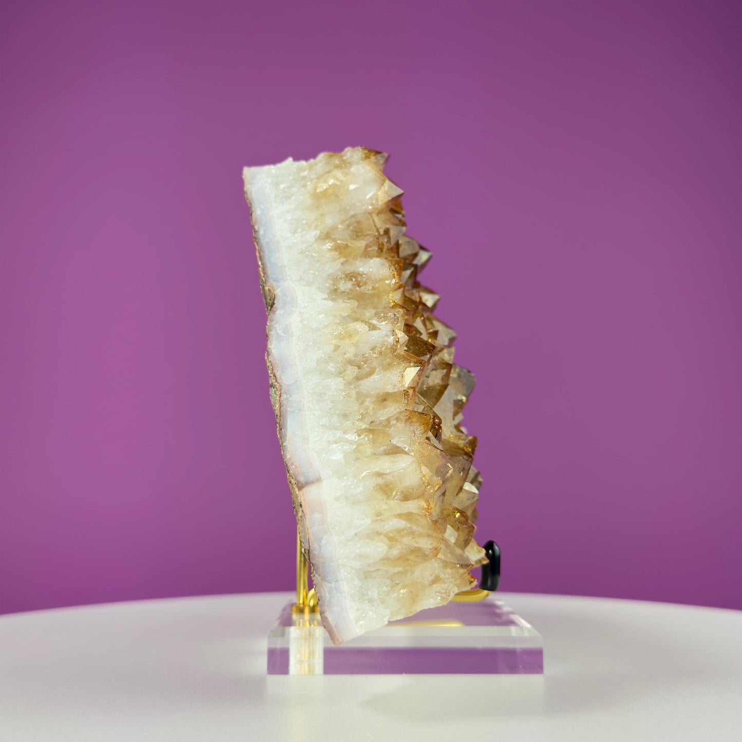 Citrine Cluster (Brazil) (Includes Gold Metal/Acrylic Stand), 2+ Pound Cluster