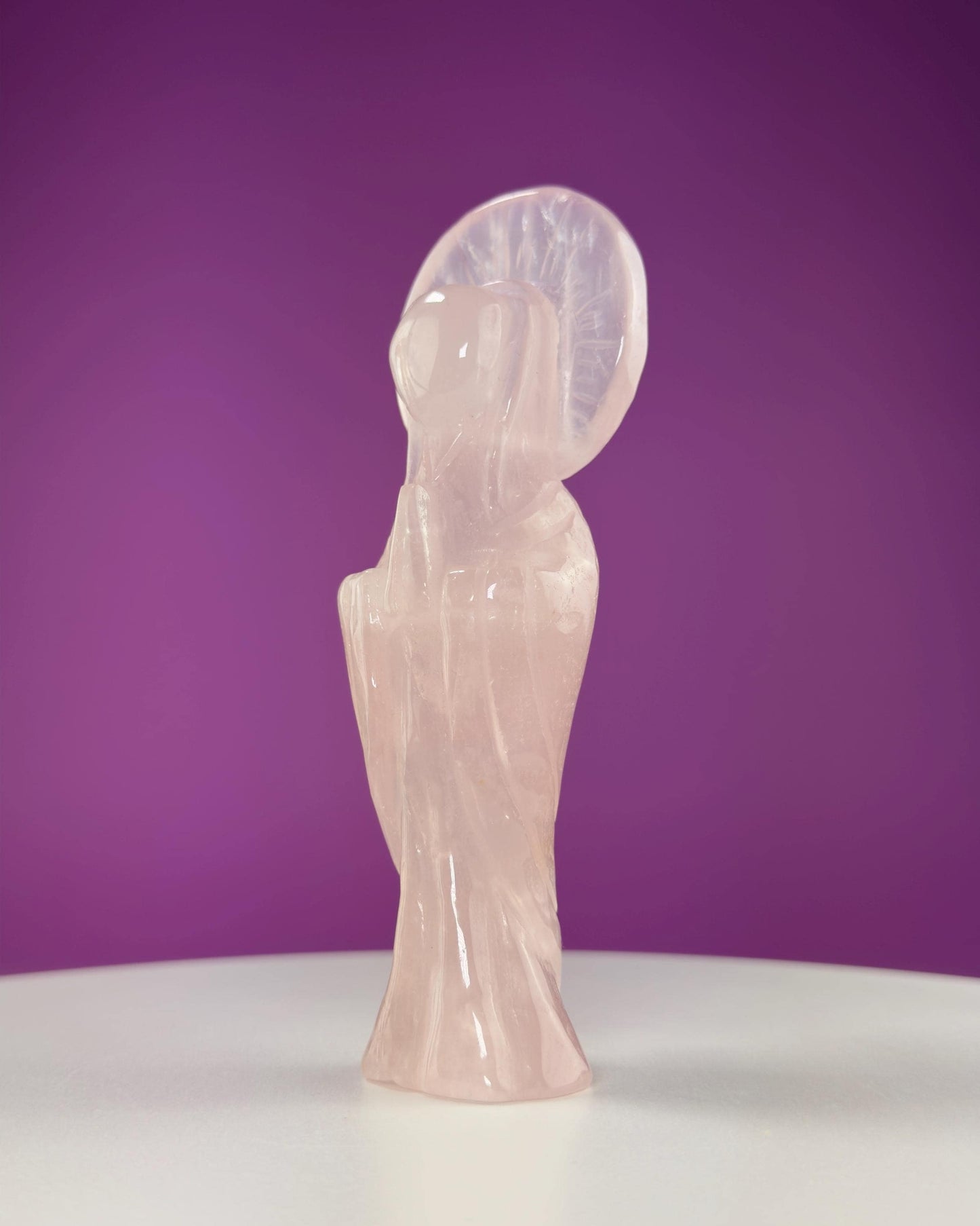 Rose Quartz Mother Mary Carving (Brazil)