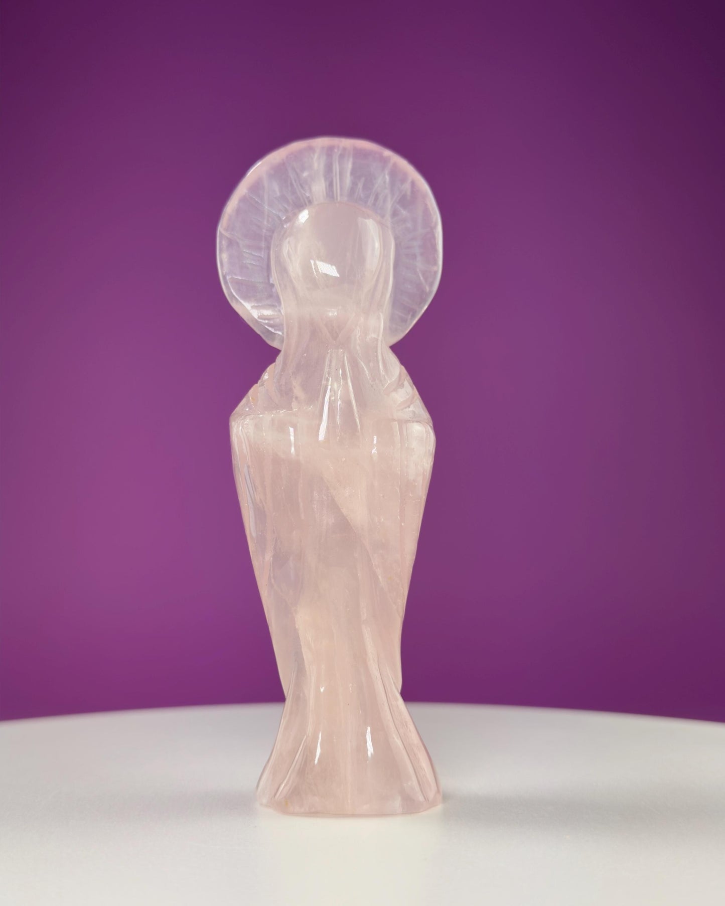 Rose Quartz Mother Mary Carving (Brazil)