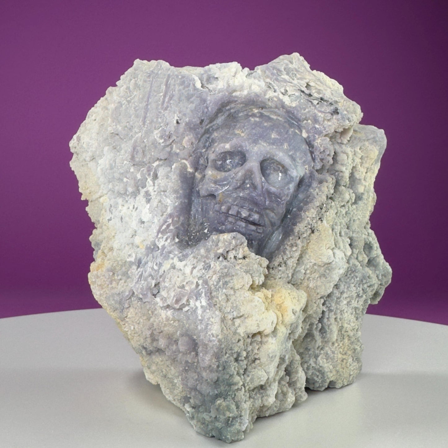 Grape Agate Skull Carving