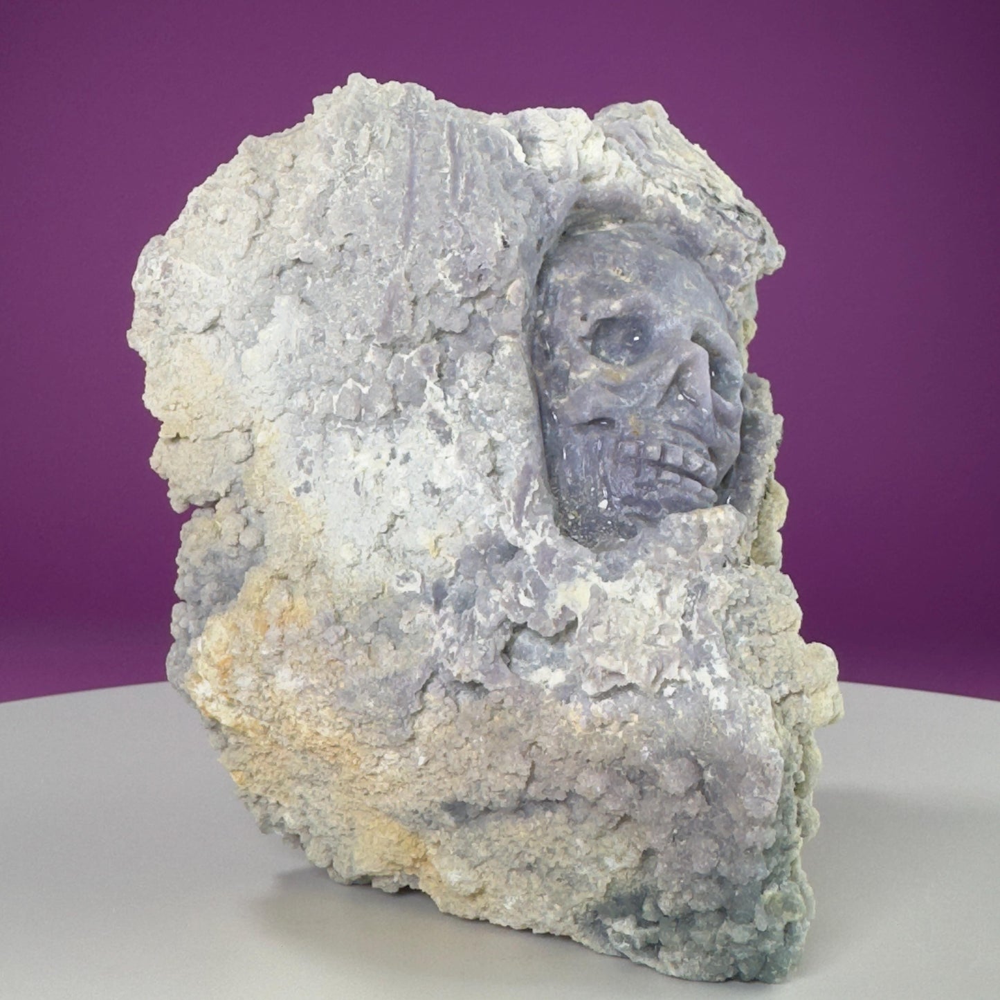 Grape Agate Skull Carving