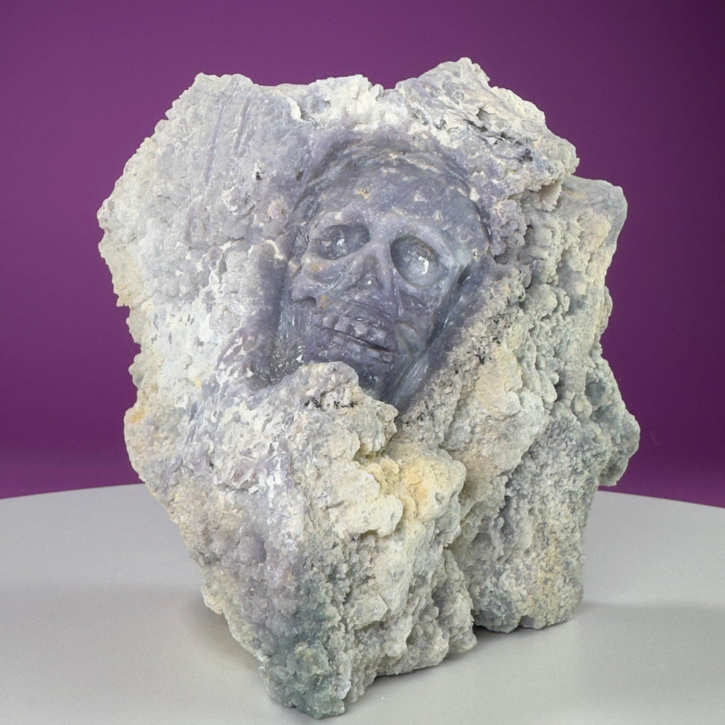 Grape Agate Skull Carving