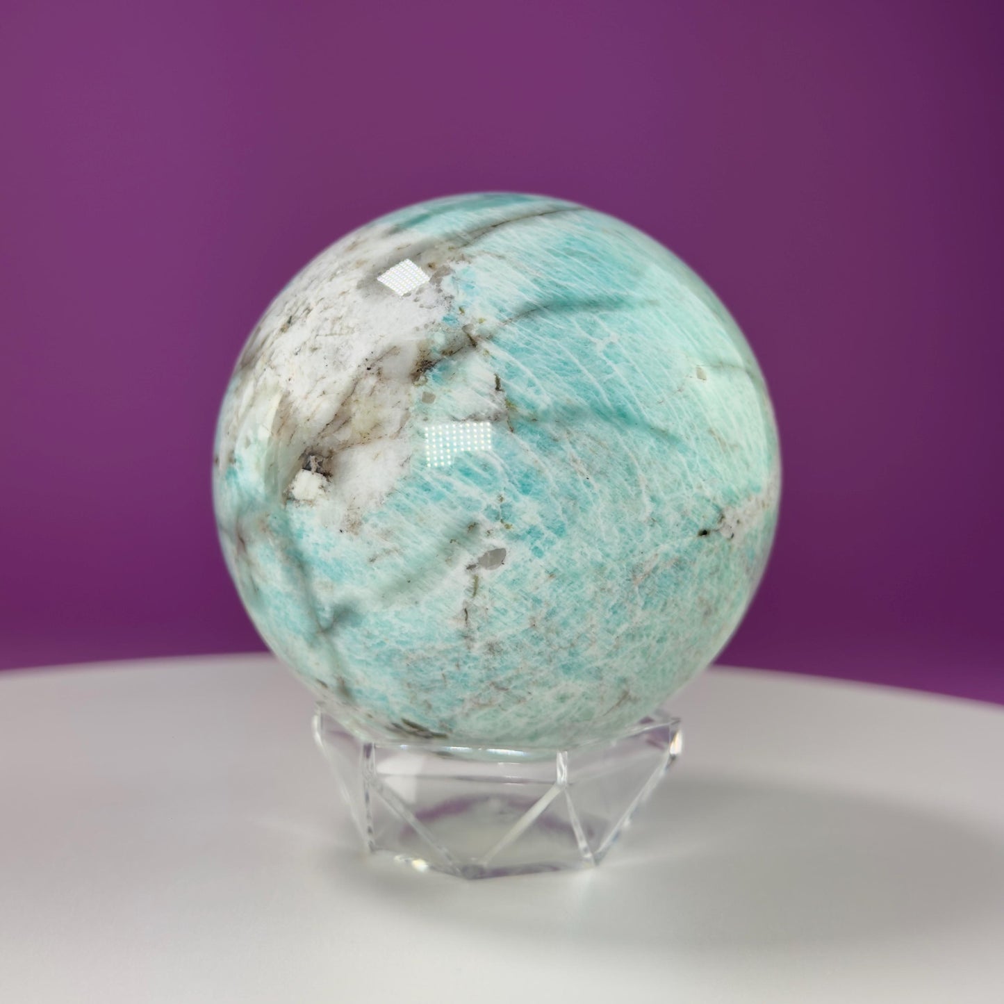 Amazonite Sphere (Includes Acrylic Stand), 1.9 Pounds