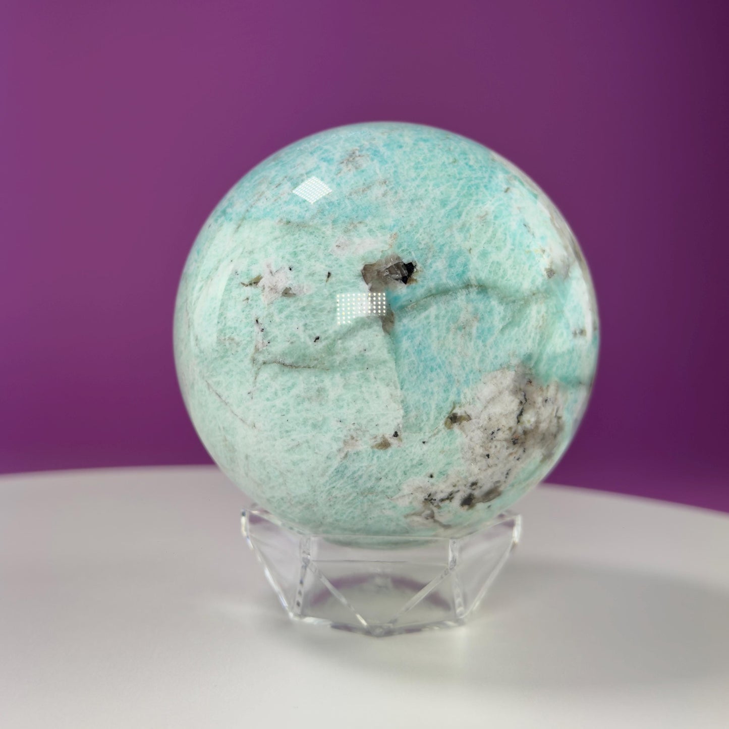 Amazonite Sphere (Includes Acrylic Stand), 1.9 Pounds