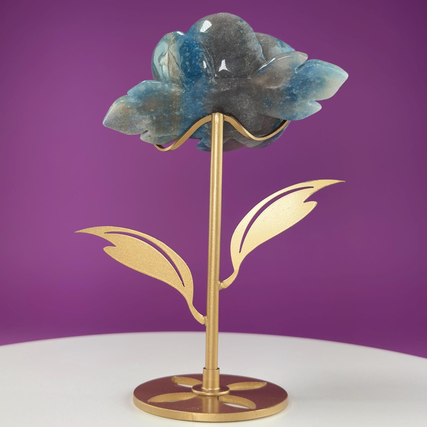 Troilite Flower Carving (Brazil) (Includes Gold Metal Stand)