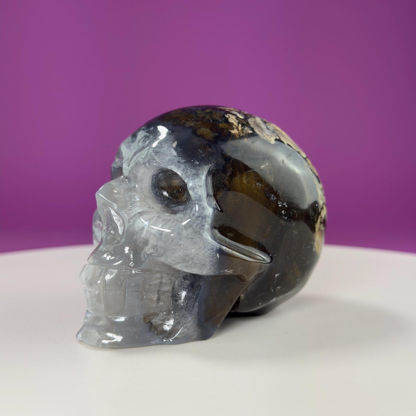 Volcanic Agate Skull, UV Reactive