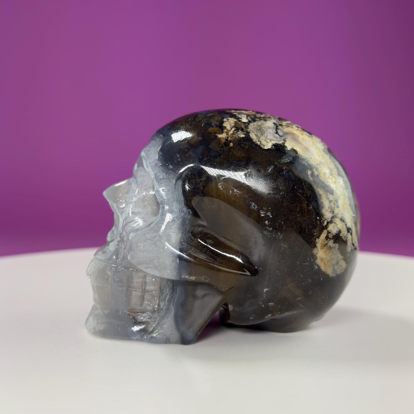 Volcanic Agate Skull, UV Reactive