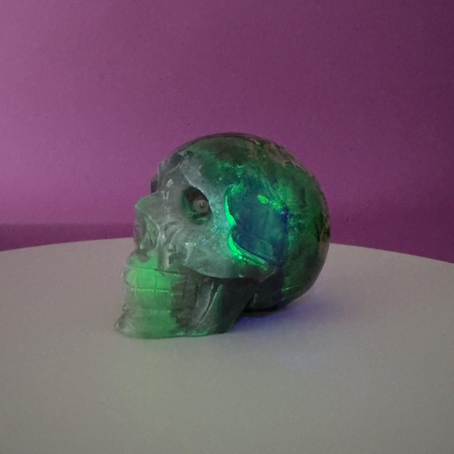 Volcanic Agate Skull, UV Reactive